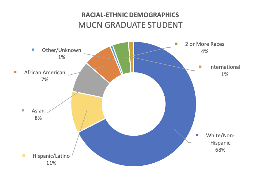 A graph of College of Nursing graduate student demographics