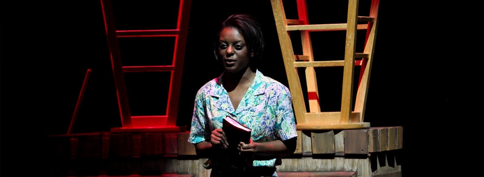 young woman acting in a theatre arts production