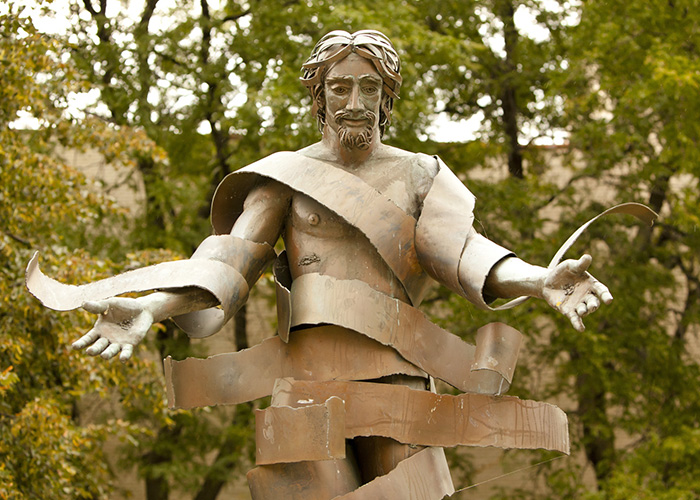Christ Arisen outdoor sculpture on Marquette's campus                    