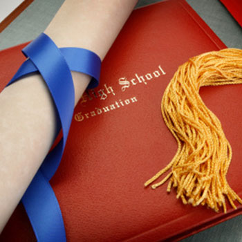 Diploma, tassel and scroll