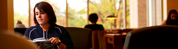 Student studying at Marquette's Raynor Memorial Libraries