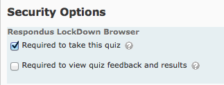 Check to require lockdown for taking the quiz and doing the review.