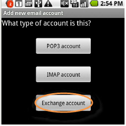  Select "Exchange Account".