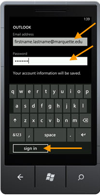 Enter eMarq username, password and touch sign in.