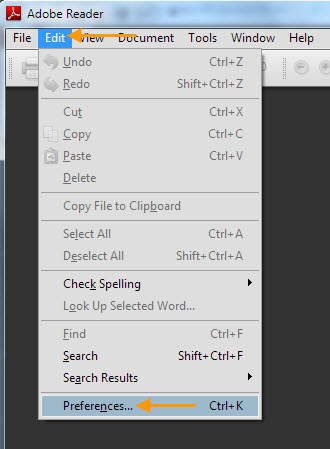 Click Edit then click Preferences...