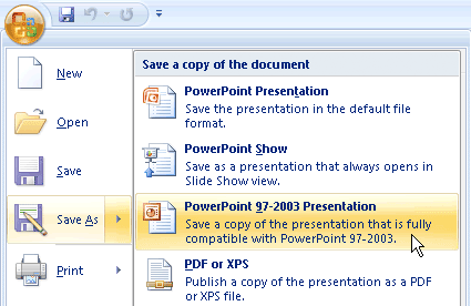 To save down in PowerPoint