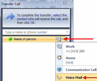 > Phone icon > Voice Mail