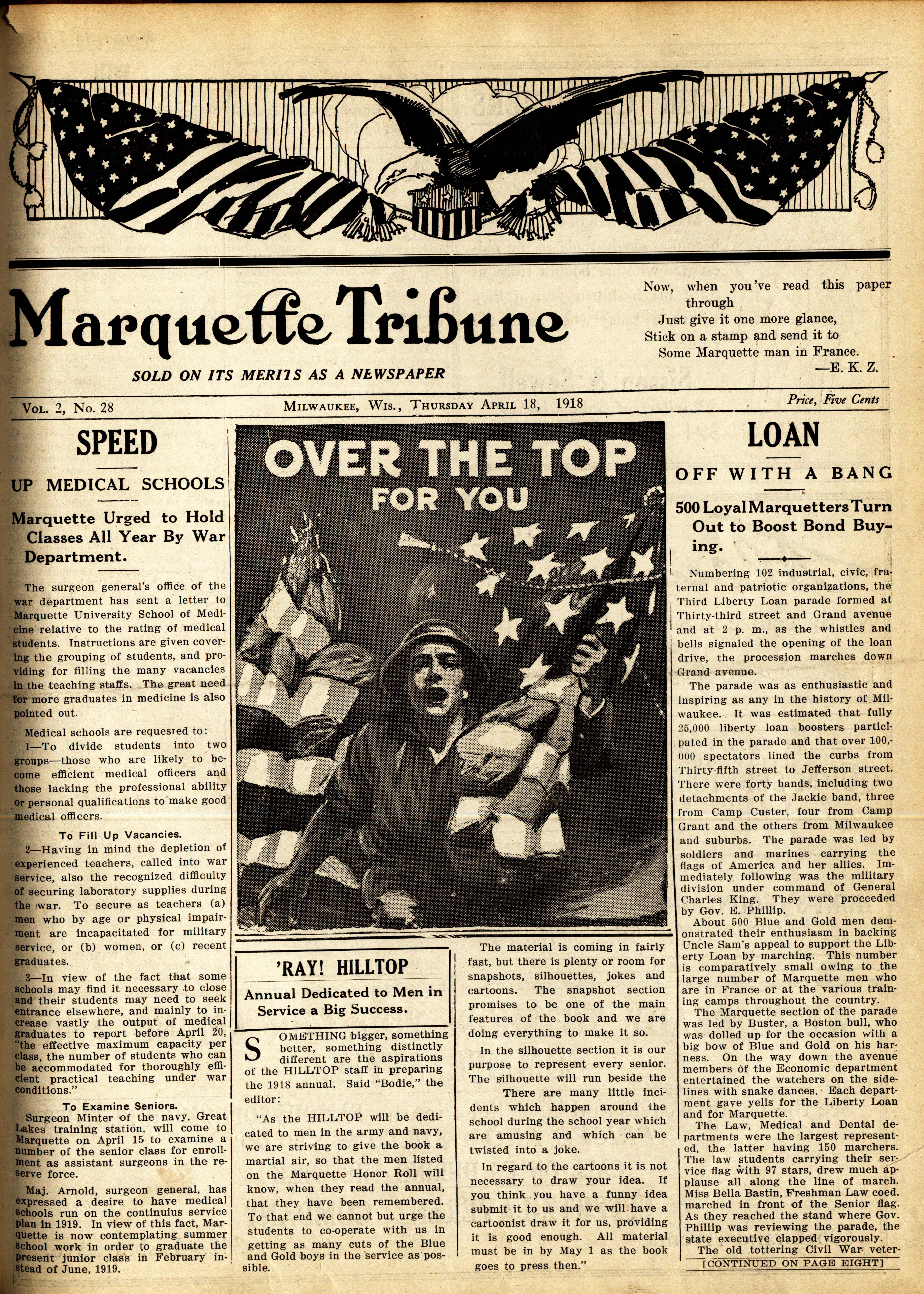 Tribune front page from April 18, 1918