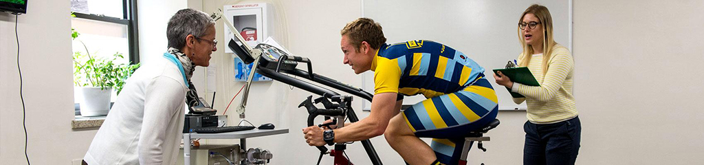 Testing athlete on a bike
