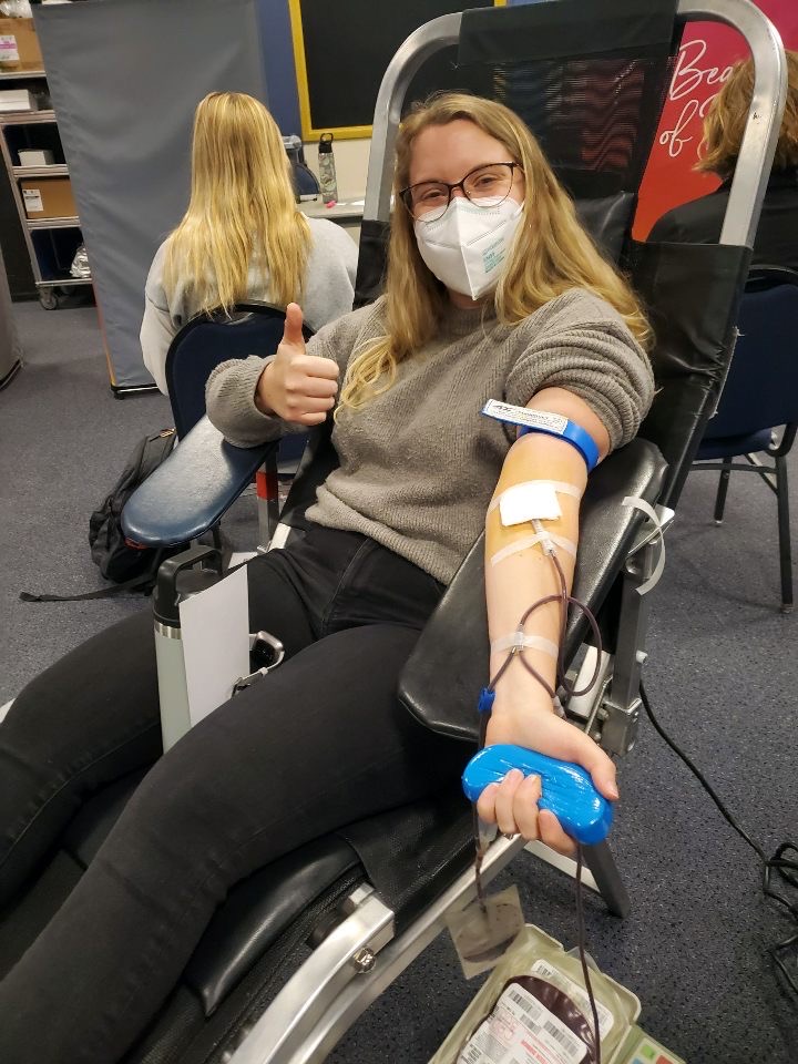 A PA student participates in the PA run Spring 22 blood drive.
