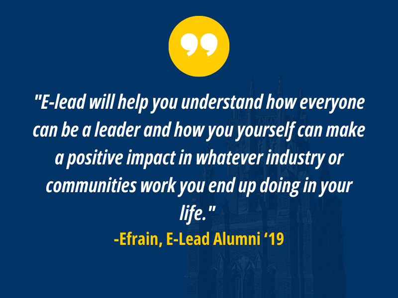E-lead will help you understand how everyone can be a leader and how you yourself can make a positive impact in whatever industry or communities work you end up doing in your life.