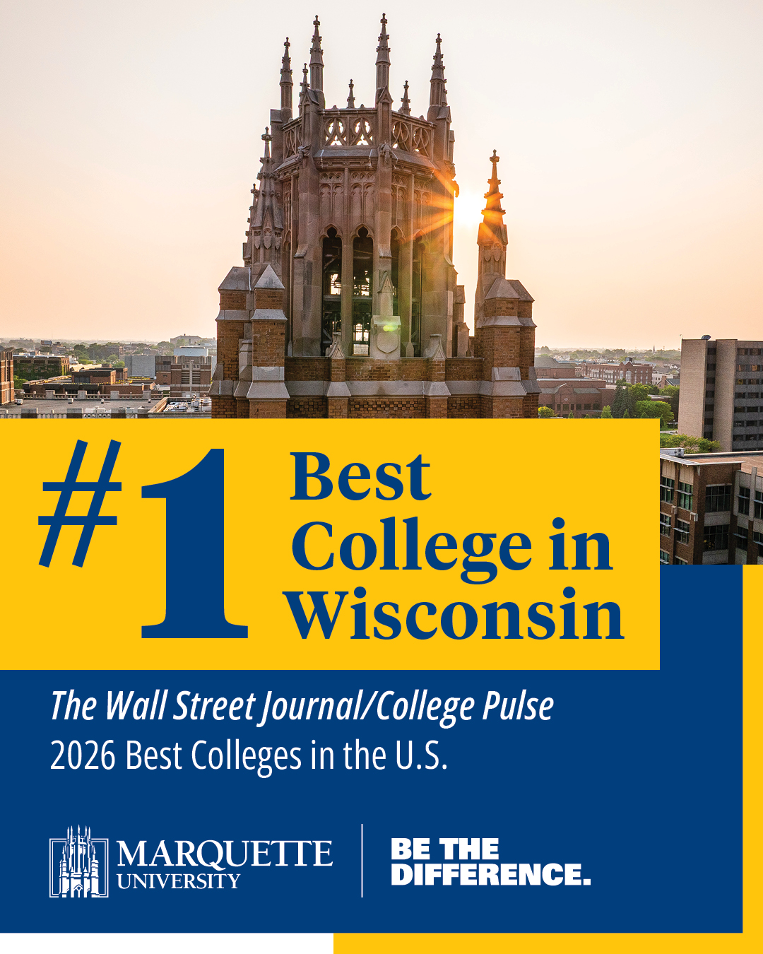 Marquette University named Wall Street Journal College Pulse 2026 number one college in Wisconsin