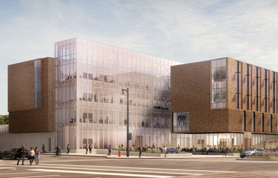 The main entrance to Marquette's new Business facility at 16th and Wisconsin. Renderings courtesy of BNIM.