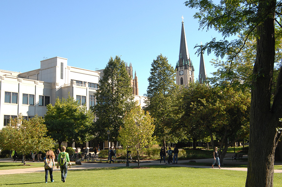 Students walking on the Marquette University campus