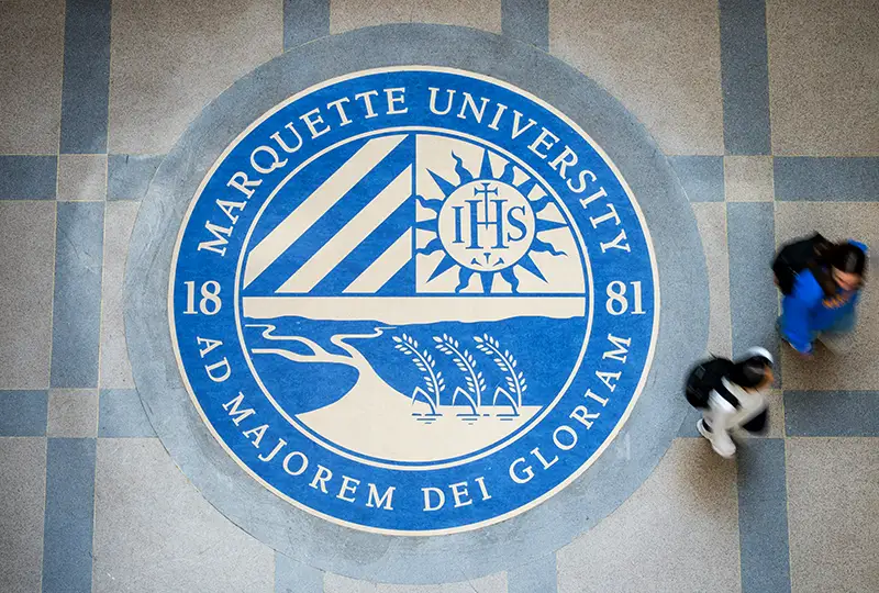 University seal in Cudahy Hall