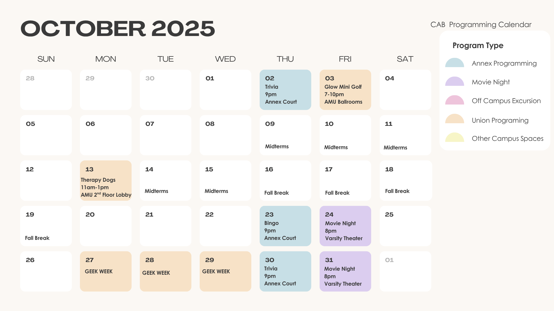 CAB October Calendar