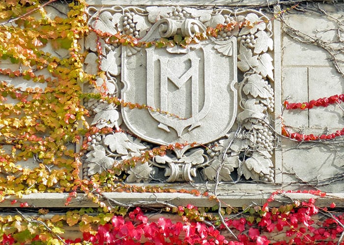 Marquette University crest on Sensenbrenner Hall