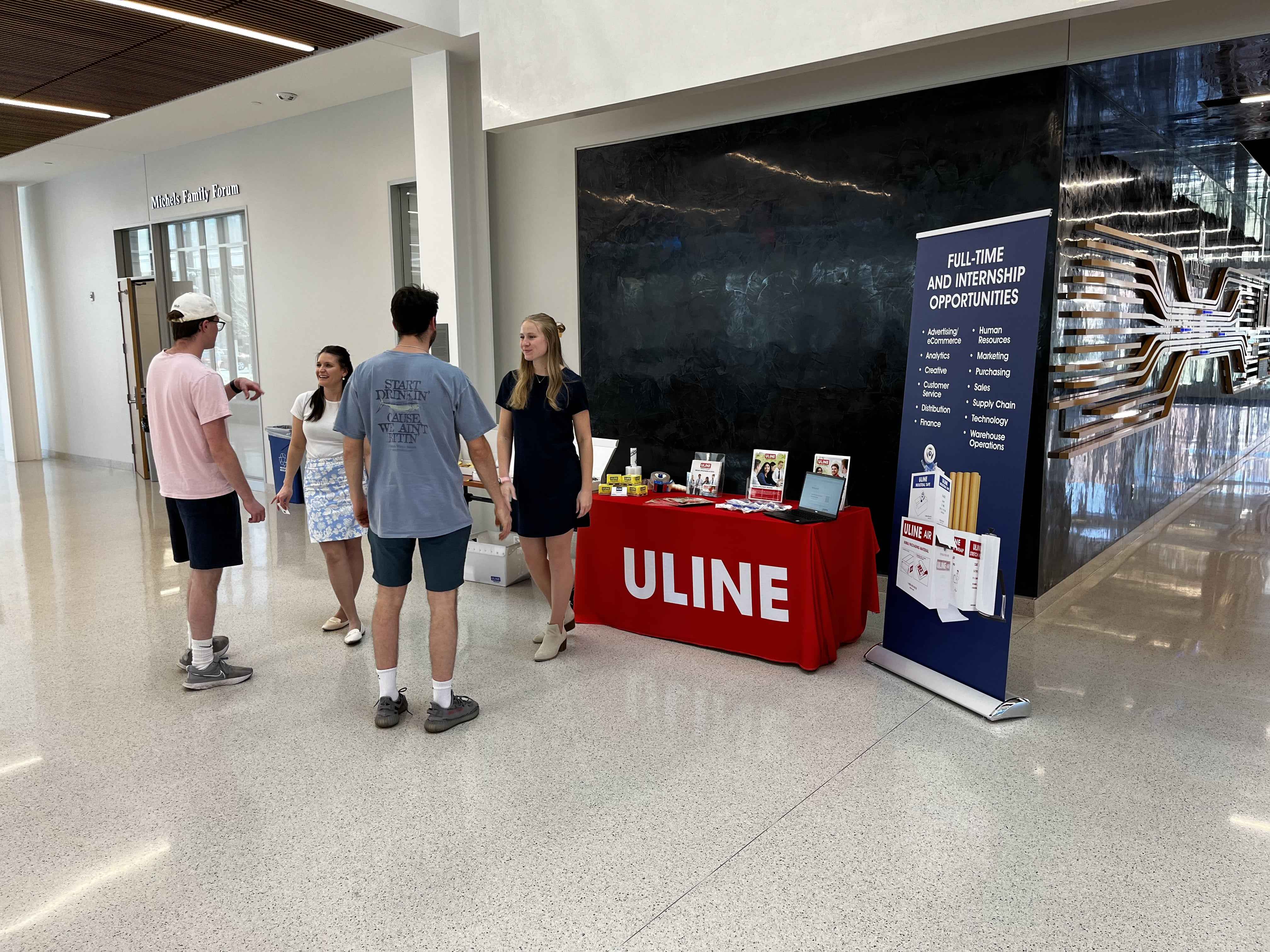 A U-Line representative tables in O'Brien Hall