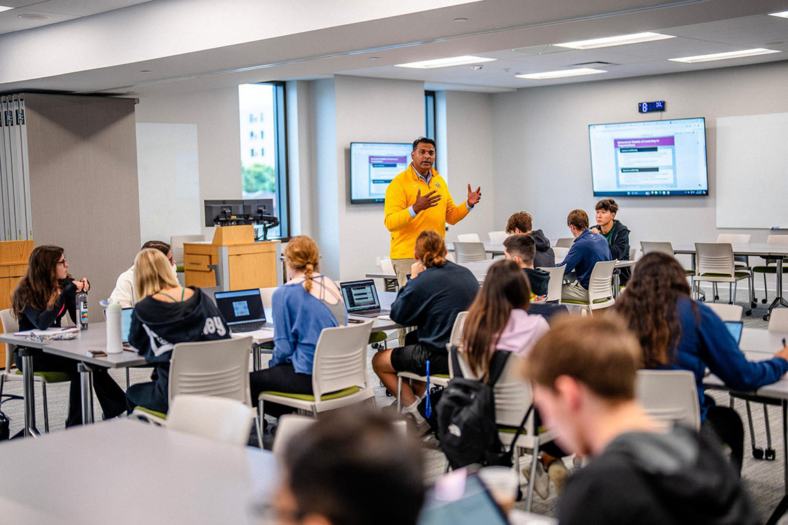 Dr. Babu in a classroom