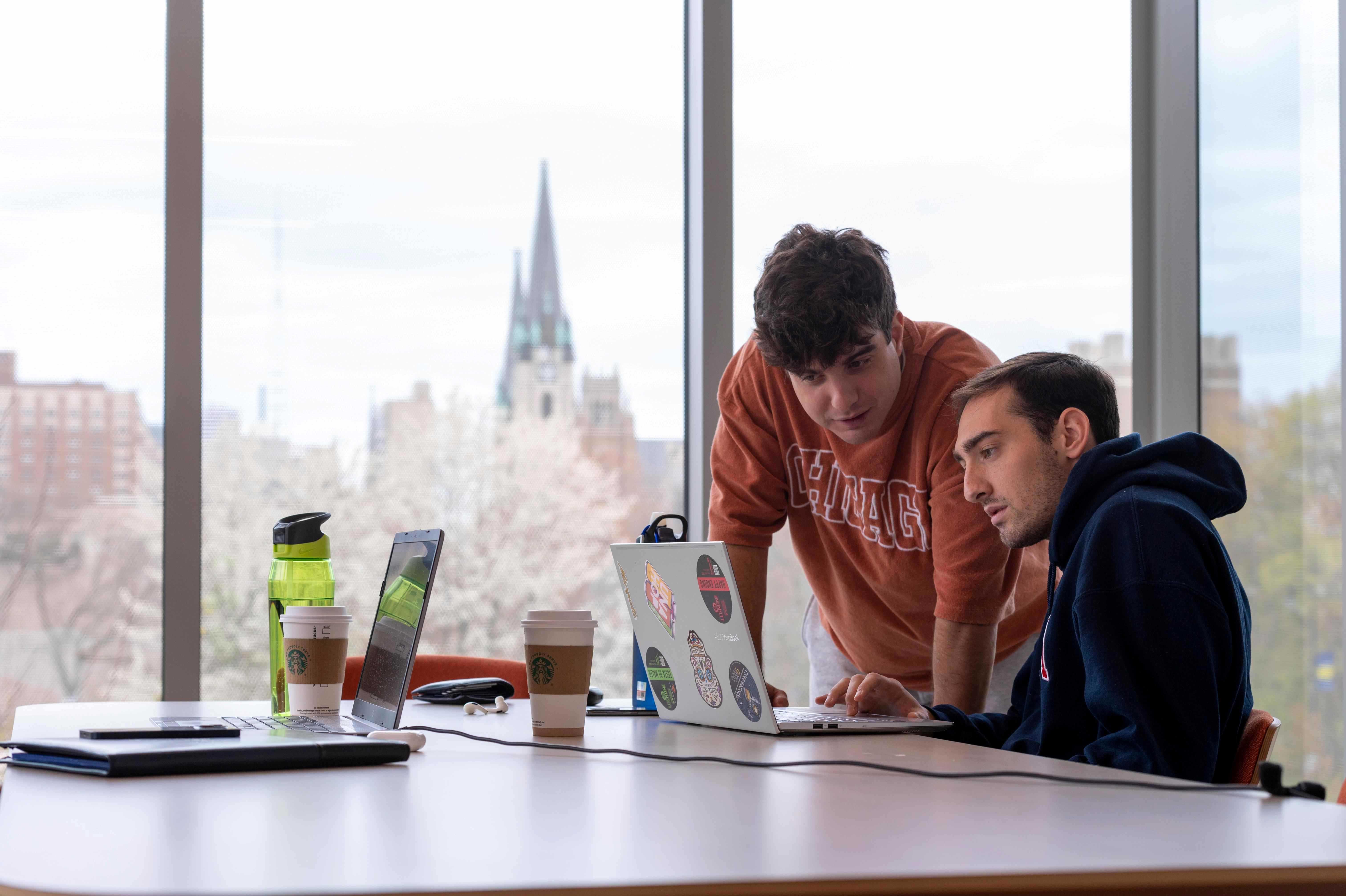 Students collaborating in O'Brien Hall