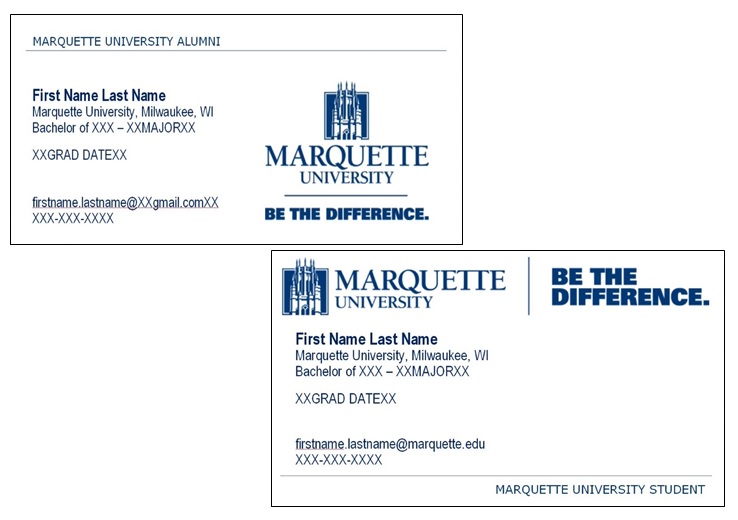 Student and Alumni Marquette Themed Business Cards