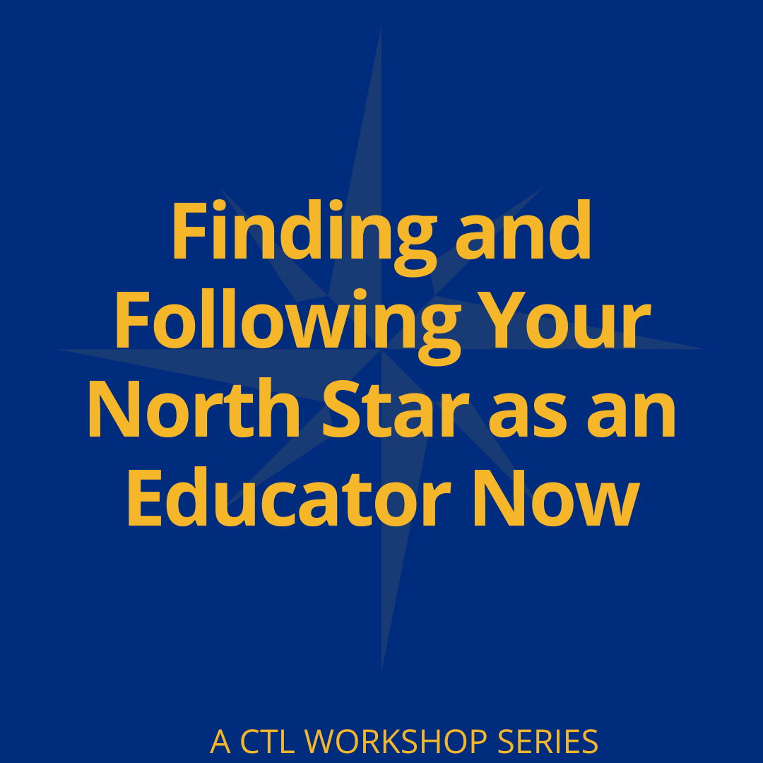Blue box with faint yellow star, text over the star says finding and following your northstar