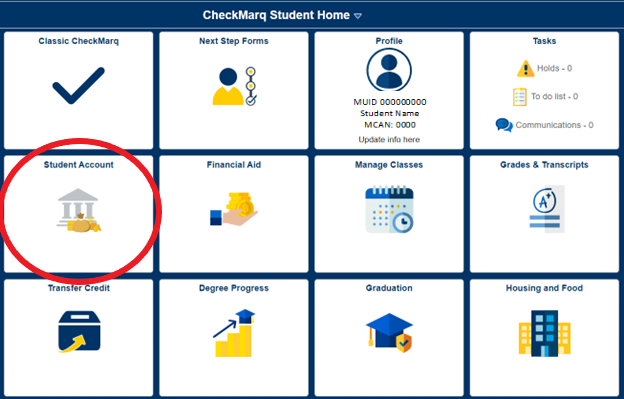 checkmarq home page tile student account tile