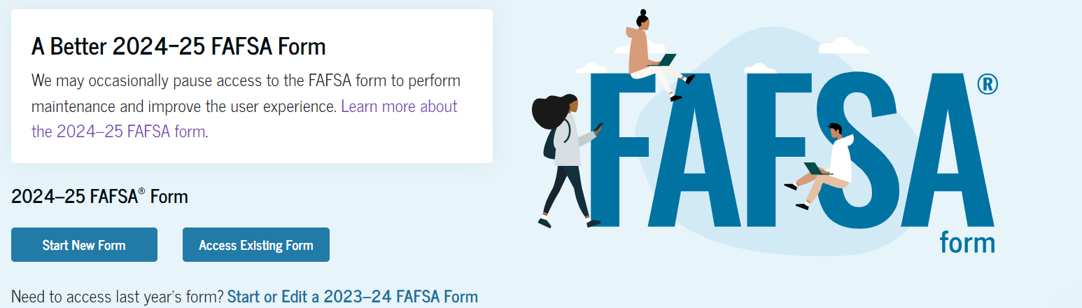 FAFSA log in page screen shot