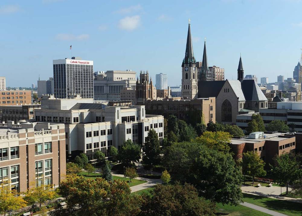 Marquette University as part of the Milwaukee skyline