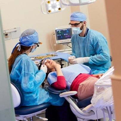 A Marquette University School of Dentistry student with a patient