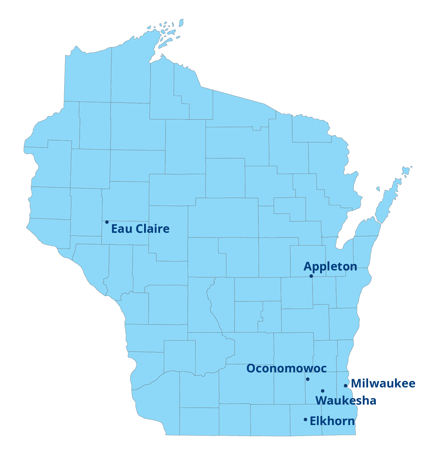 Map of Wisconsin Sites