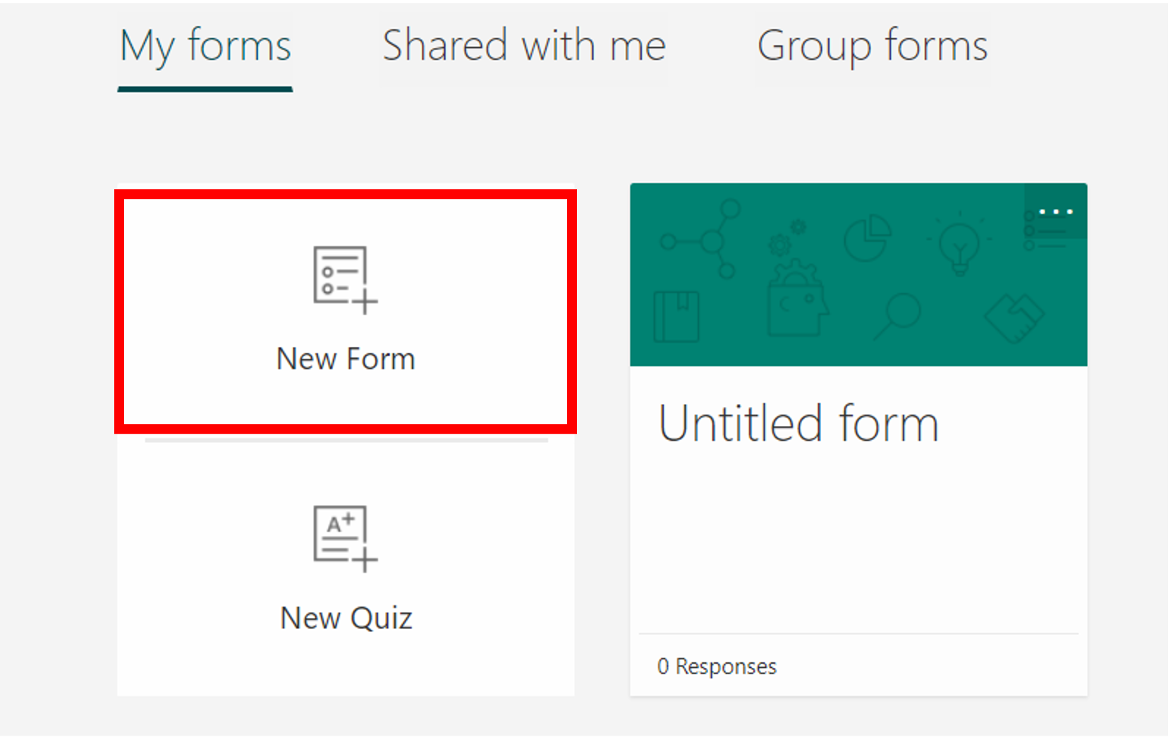 Create new form selection