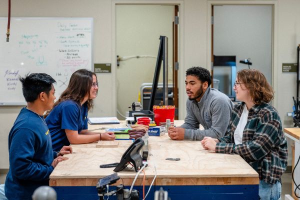 students collaborating in lab