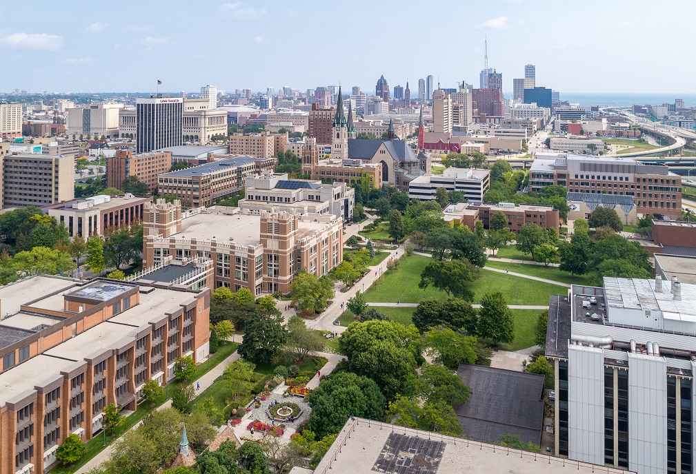 Student studying on the Marquette campus