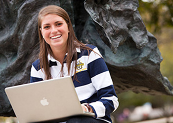 A student studying on the Marquette campus
