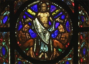 Jesus depicted in stained glass