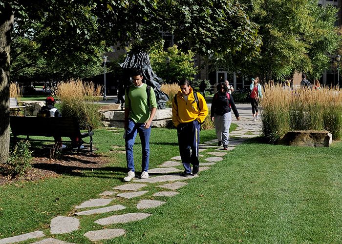 Students walking on Central Mall