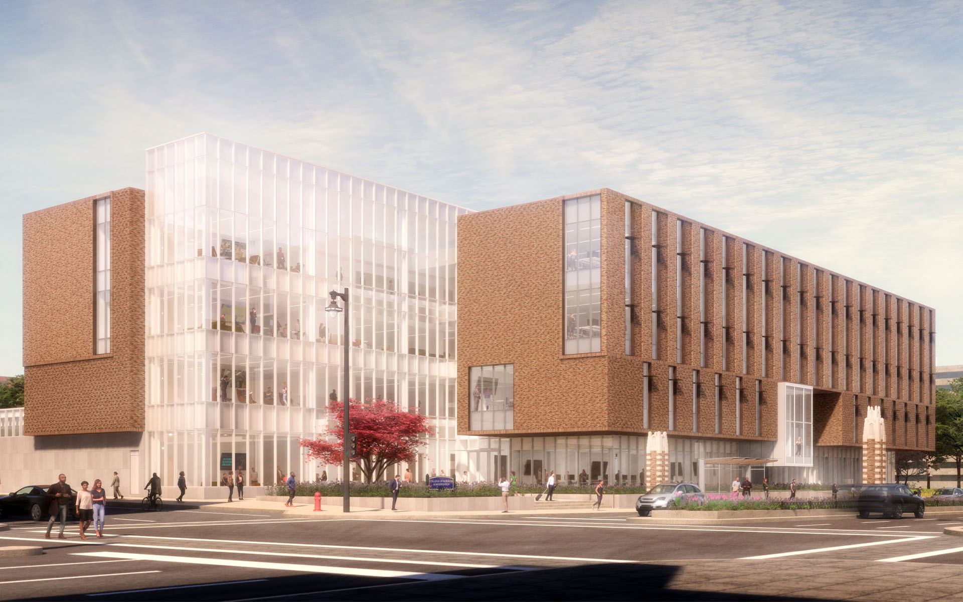 A rendering of the 16th street view of the new Marquette Business facility.