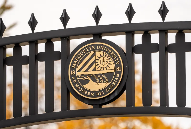 Marquette University seal on arch