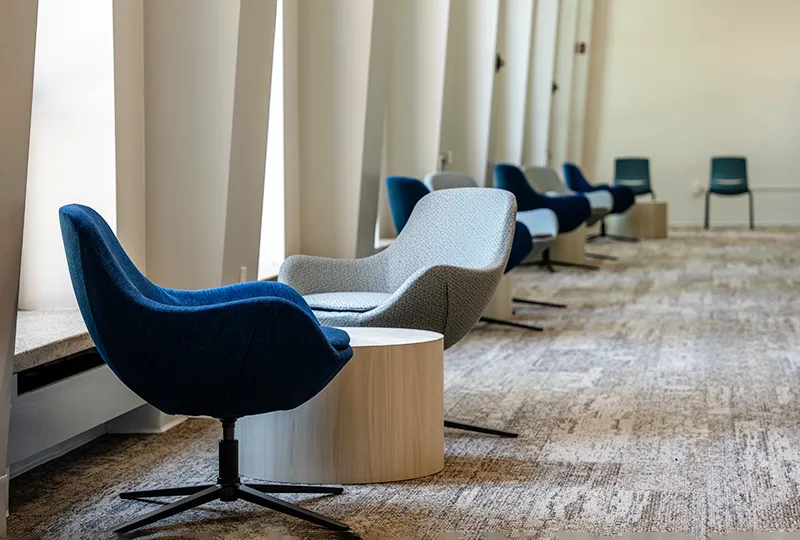 Lemonis Center for Student Success interior showing chairs