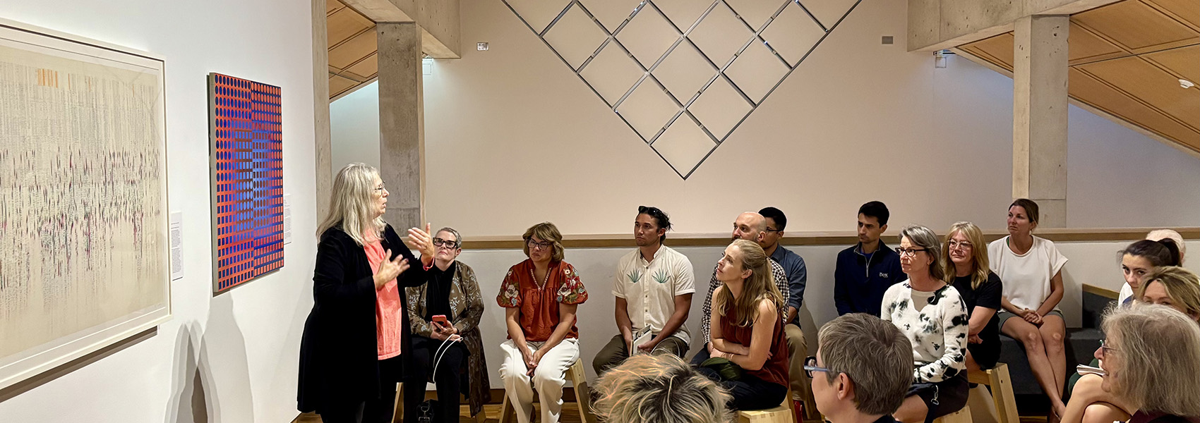 Image of a patron viewing art.