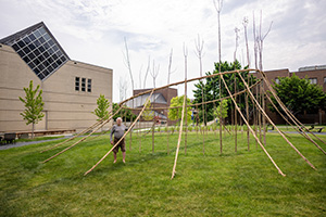image of the installation and the artist