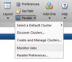 Screenshot of Monitor Jobs menu item location