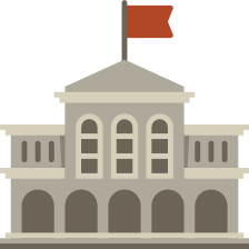 Animated image of a university with a flag on top.