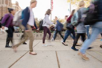 A blur of Marquette students walking to and from classes.  