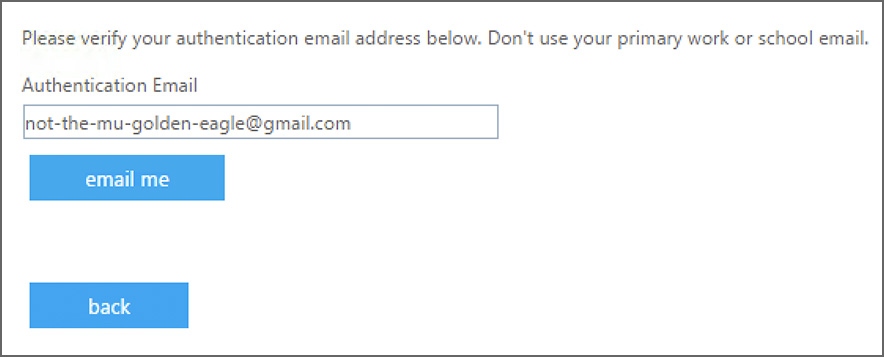 Enter Authentication Email