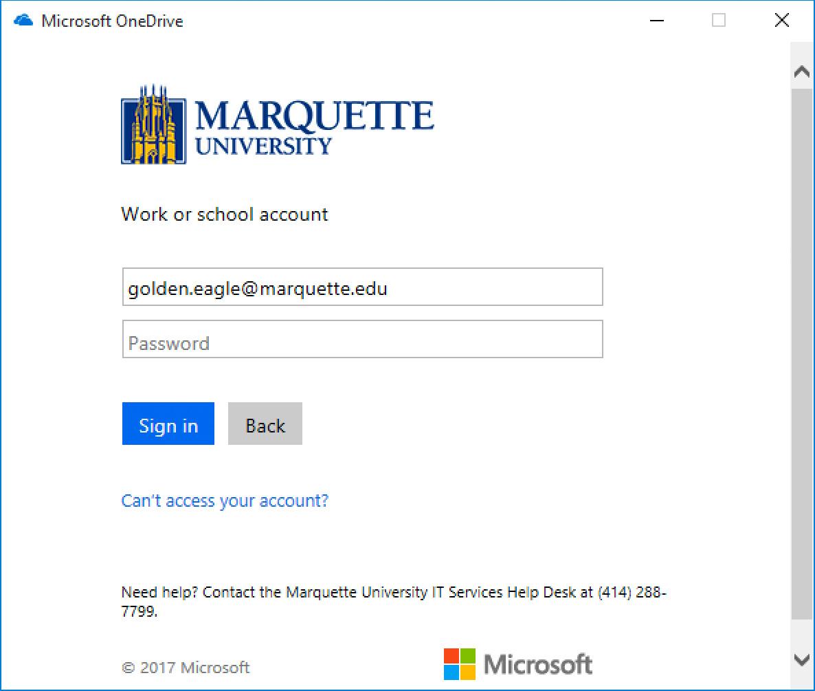 Enter your Marquette email address and password.
