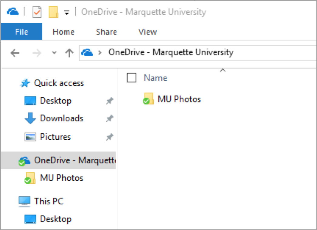 OneDrive Marquette University folder