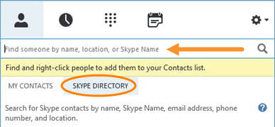 Click Skype Directory and Search for the person.