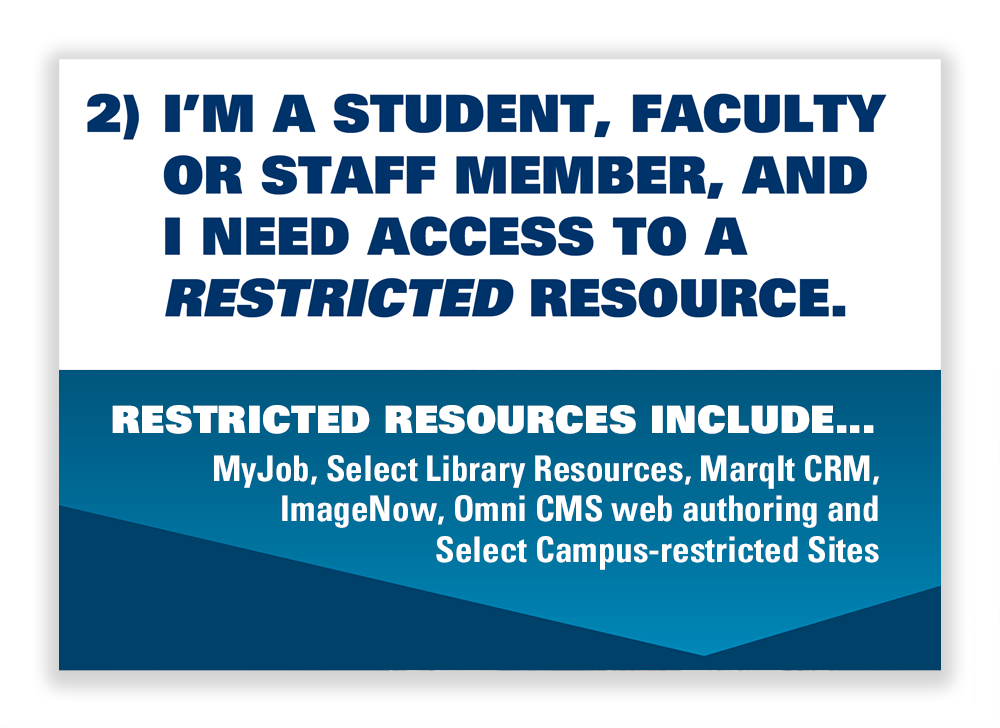 2. I'm a student, faculty or staff member, and I need to access a restricted resource.